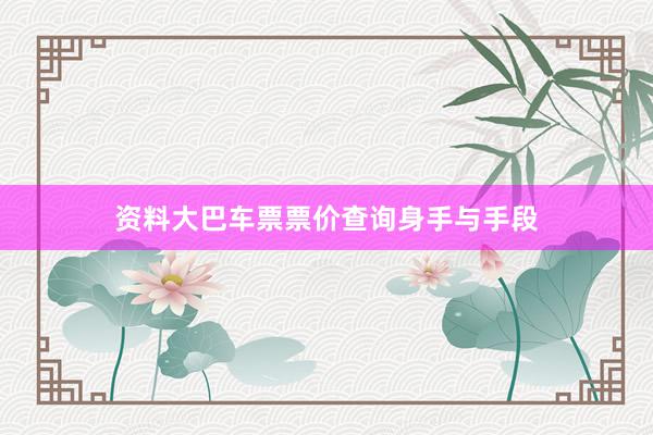 资料大巴车票票价查询身手与手段
